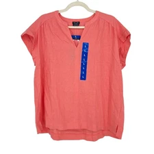Splendid Cap Sleeve Linen-Blend Coral Pink Blouse Size Large NWT