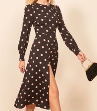 Reformation creed memento black and cream polka dot dress size 0