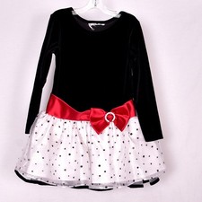 Girl's Velvet Long Sleeve Party Dress No Size Tag Looks Like 2T or 3T