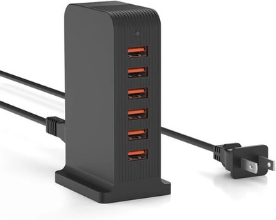 VPSUN USB Charger 6 Port 50W Multi USB Tower Charging Station for Multiple Devic
