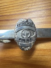 Police Officer Tie Tack Pin - Antique Silver Badge Design (0.75") With Plastic Case - View #2