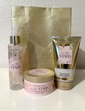 Bath  Body Works In The Stars Gift Set 3 pc Shimmer Mist Glowtion Glow Scrub