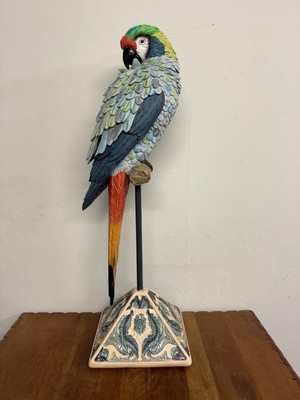 Riesige Papageien Skulptur - Atemberaubend Mehrfarbig - 64 cm Hoch - Inneneinrichtung