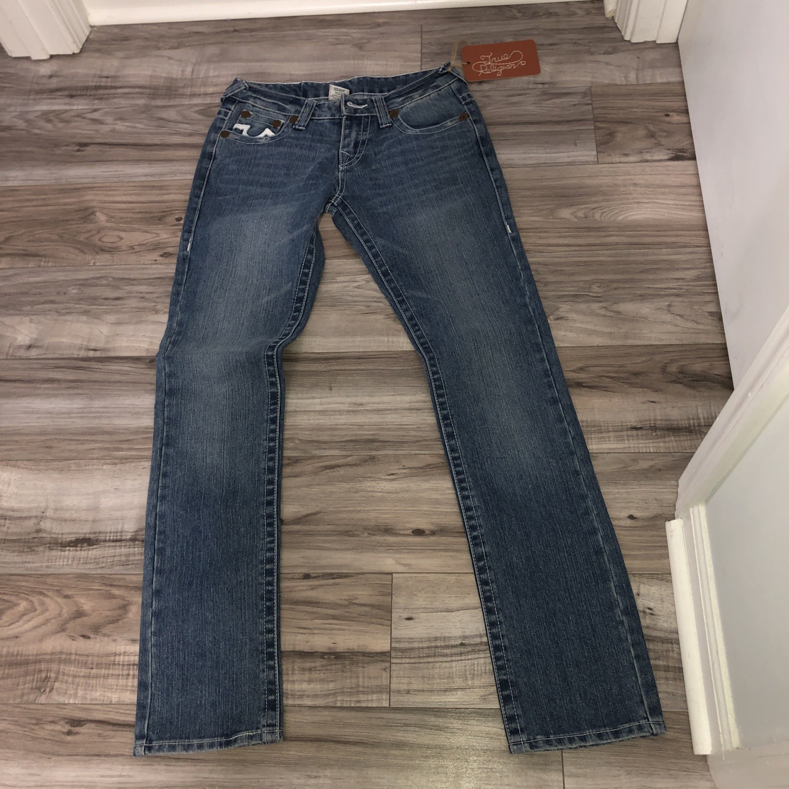 True Religion Vintage Y2K Low Rise Straight Leg Jeans Made USA Size 26 thumbnail 3