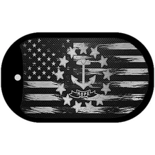 Rhode Island Carbon Fiber Brushed Aluminum Novelty Metal Dog Tag Necklace DTC-11