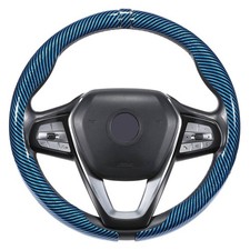 2pcs Glossy Carbon Fiber Steering Wheel Cover 15 O-type Universal Anti-slip