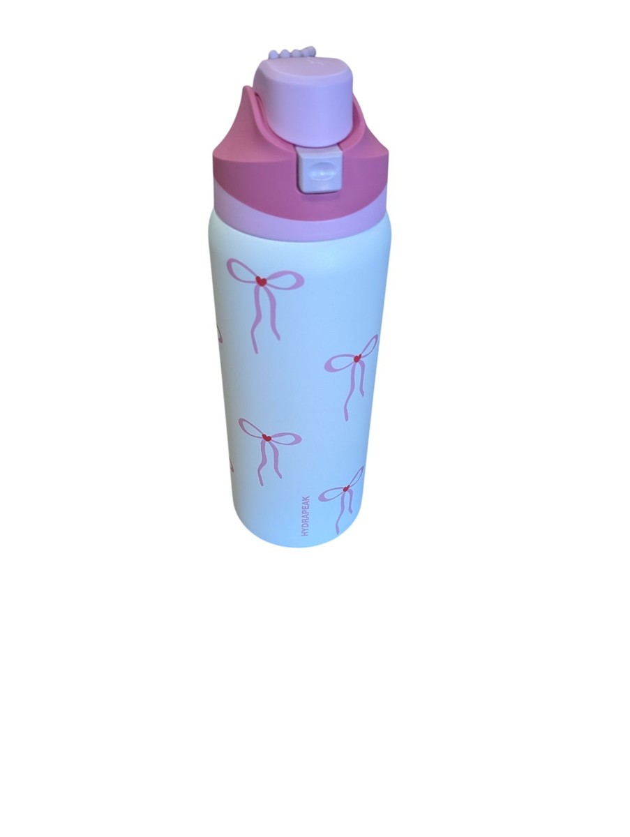 Hydrapeak 32 oz Stainless Steel Pink Bows Water Bottle Artisan