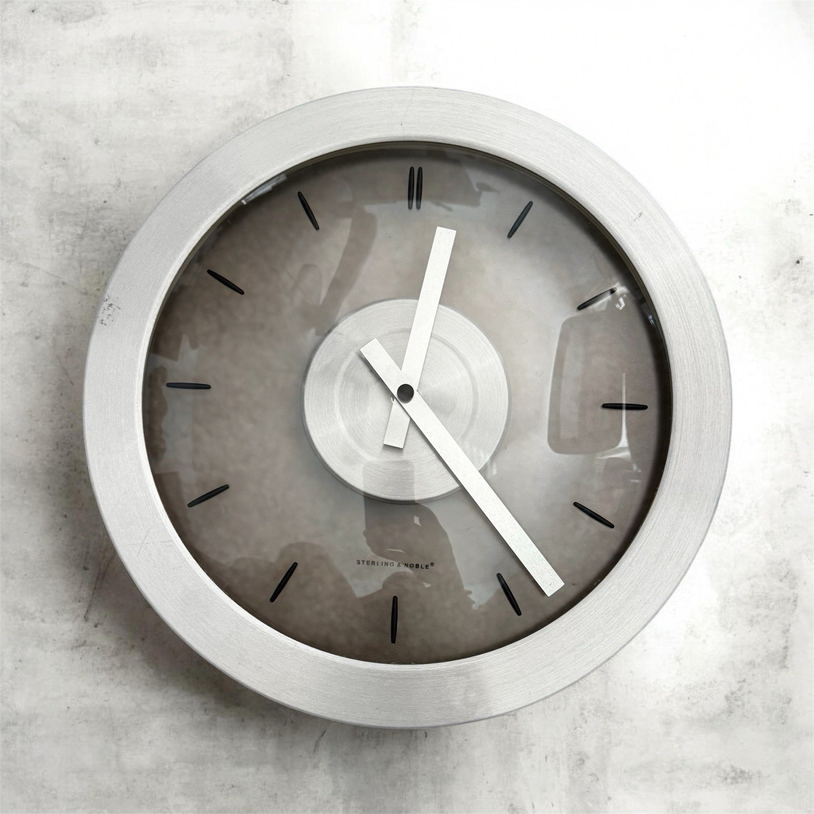 12” Sterling & Noble lSilver Modern Wall Clock