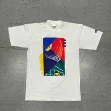 VTG 90s Roche tennis graphic tee in white and multi-colour