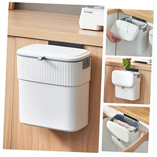 Hanging Trash Can with Lid 2.5 Gallon Kitchen Compost Bin for Under Sink,