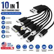 10 In 1 USB to Multi Port Charging Cable Multi Head Phone Charger Cord USB C Mic