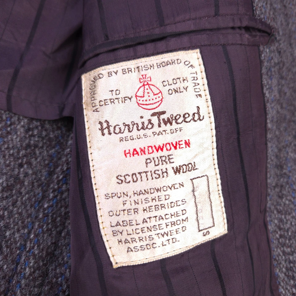 VTG Harris Tweed Jacket Mens 42 Sport Coat Pinstripe Scottish Wool Brown GUC - Image 4 of 4