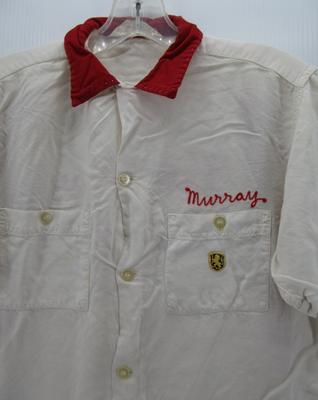 Nat Nast ホワイトレッド ボウリングシャツ VINTAGE Nat Nast Shirt Men Medium White 50s Bowling Loop Collar