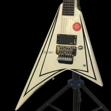 Factory Electric Guitar Rhoads V White Solid Body Maple Neck Chrome FR Bridge