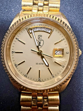 Men's Vintage Gold Tone Watch Presidential Style Day Date A4108 Dial ETA 955.132