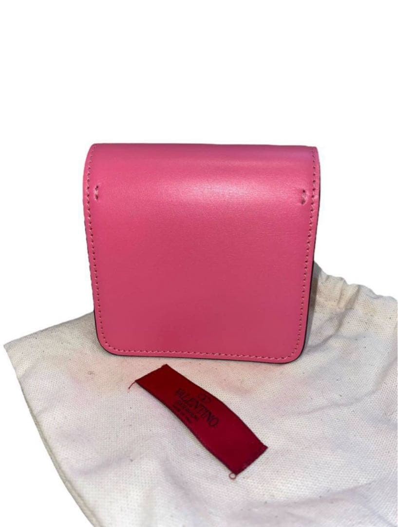 VALENTINO Women V-Sling Compact Chain Wallet bag Leather Pink Gold Chain thumbnail 23