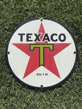 TEXACO MOTOR OIL PORCELAIN SIGN 11-3/4” GASOLINE