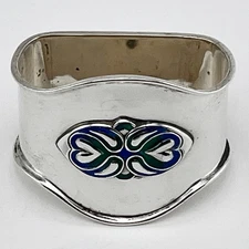 Liberty & Co Sterling Silver and Enamel Napkin Ring 1916 Birmingham