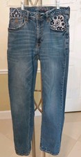 US Polo Women's Jeans Artsy Embellishment (Hand Made) W39 L30 Straight Leg 