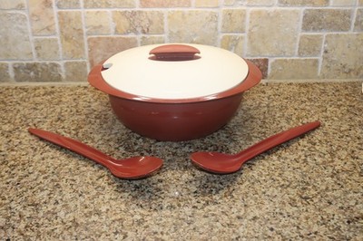Tupperware Open House insert Bowl Lid & two spoons for Serving Salad 4945 4948