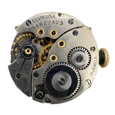 Vintage 24mm Elgin Gold Hands 17 Jewel Mechanical Men's Wristwatch Movement USA