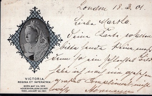 Cartolina Regina Vittoria con inserto fotografico reale 1901 - udb - Foto 1 di 2
