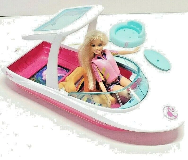 MATTEL BARBIE DOLPHIN MAGIC OCEAN VIEW CLEAR BOTTOM SPEED BOAT W