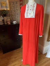 Vintage Vanity Fair Full Length Nightgown Small Red Lace Cottagecore