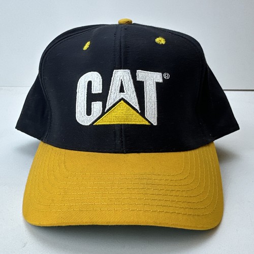 Vintage Cat Caterpillar Inc Yellow Black Cotton Snapback Hat Cap CYRK