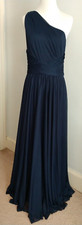 WOMENS 8 DAVIDS BRIDAL ONE SHOULDER MESH BRIDESMAID DRESS MARINE navy GORGEOUS!