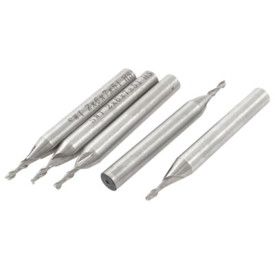 2mm x 6mm Helical Groove HSS-AL Straight Shank 2 Flutes End Mill Cutter 5PCS