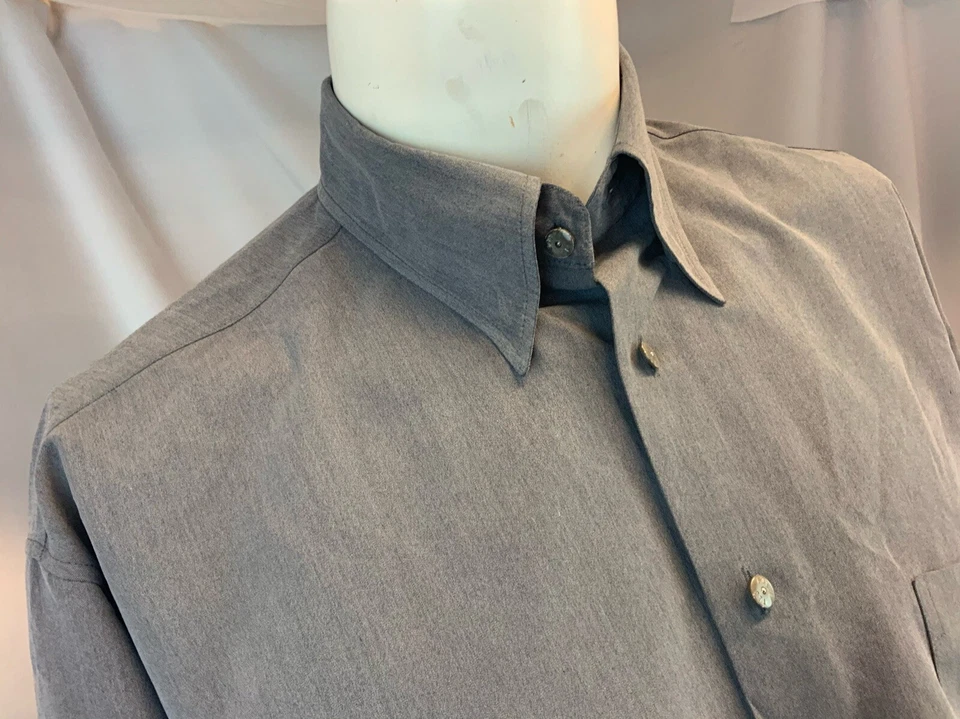 Camisa Ted Baker London Botón XL Talla 3 Ted Gris Viscosa Poli Como Nueva YGI C1-313 Foto 3 de 4