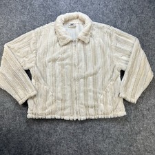 Vintage Faux Mink Fur Jacket Womens Xl Winter White Zip Made In Usa