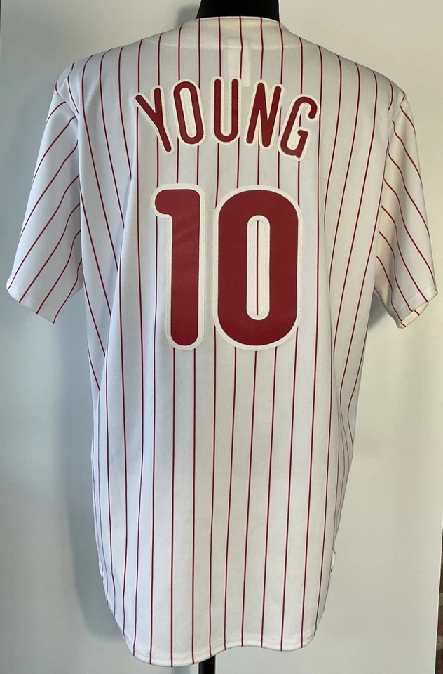 Винтажная вышитая футболка Majestic Philadelphia Phillies Michael Young размер большой - Изображение 3 из 4