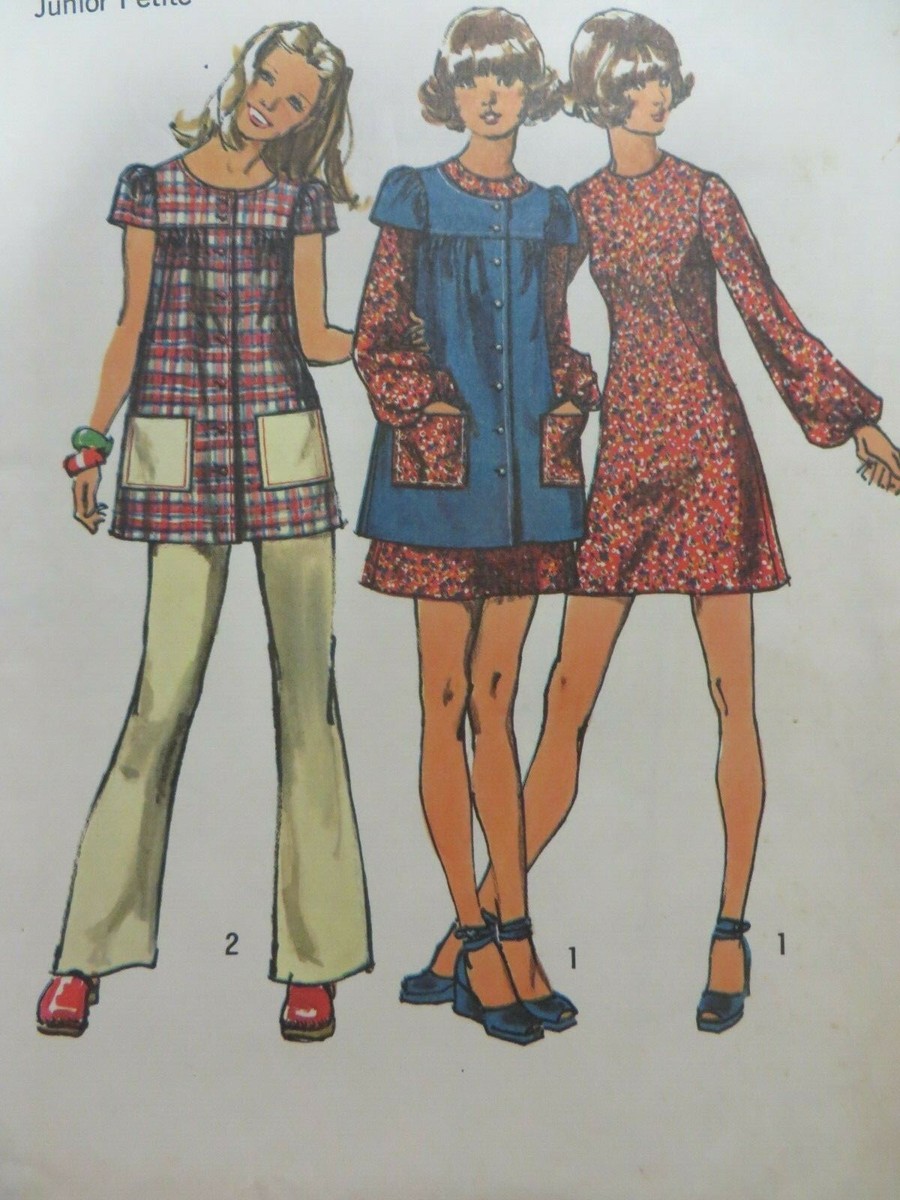 ⭐︎お値下げしました⭐︎1970's vintage dress Vintage 1970's Simplicity 9834 MINI-DRESS & SMOCK Sewing