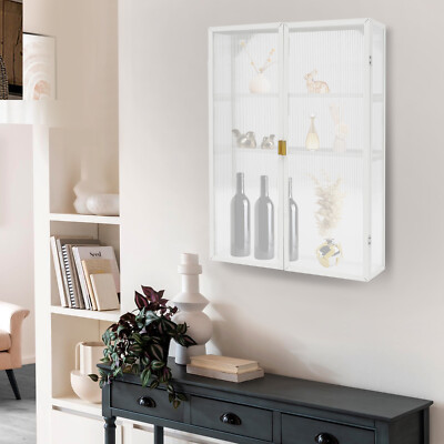Kitchen & Bathroom Haze Double Glass Door Wall Cabinet With Detachable Shelves