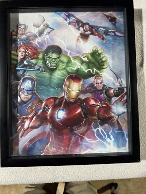 marvel アベンジャーズ　フィルム　額縁 MARVEL COMICS HULK IRONMAN GLASS 3D SHADOW BOX PICTURE FRAME 12.5