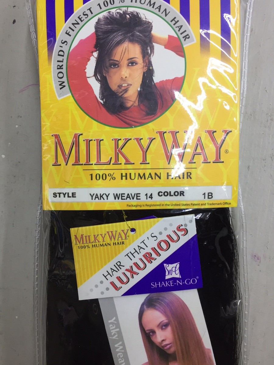 ♥milky way shop 在庫♥ Milky Way Yaky Straight Weave 14” Color 1B Off Black 100% human