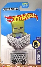 2017 Hot Wheels #24 MINECRAFT HW Screen Time 4/10 MINECART Gray w/Black OH5 Sp