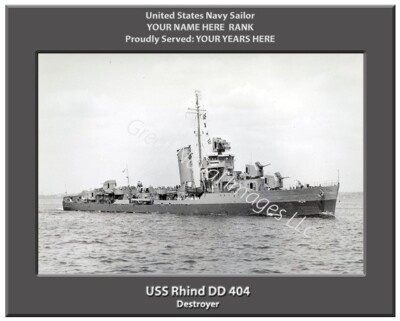 USS Rhind DD 404 Personalized Canvas Ship Photo 2 Print Navy Veteran ...