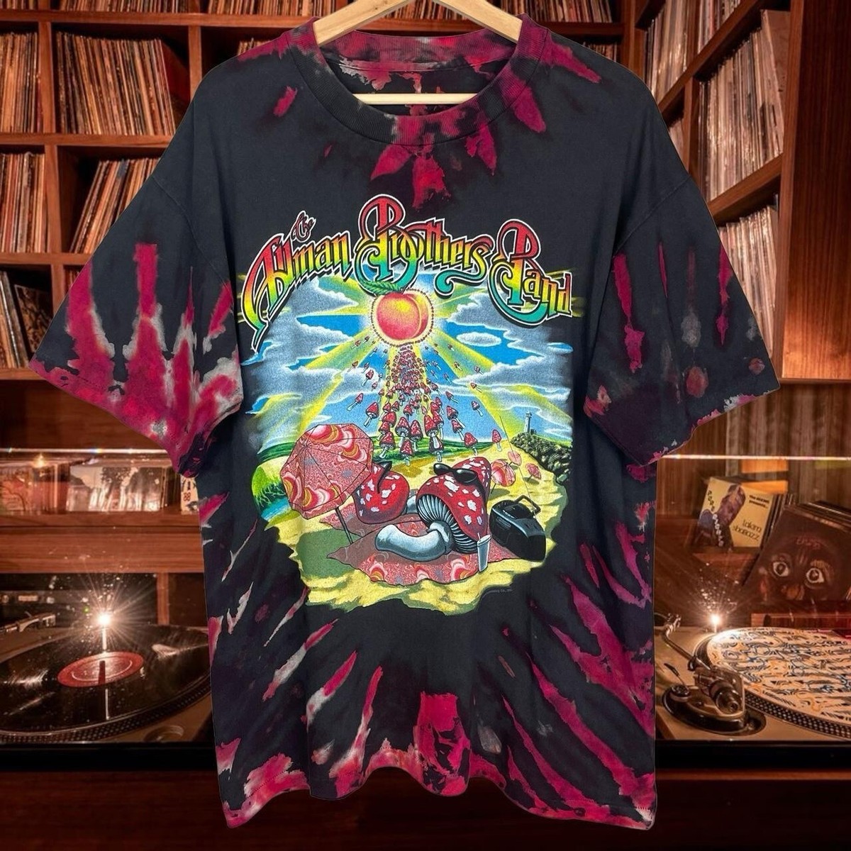 Vintage Allman Brothers Mens Shirt Brown Tie Dye 1998 Summer Tour