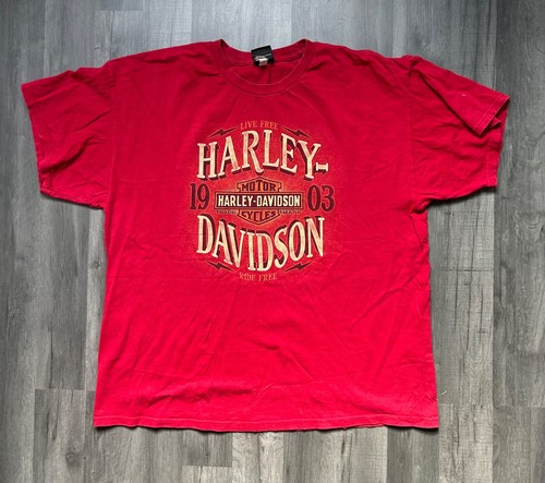 Harley Davidson XXL T-Shirt Tee Sycamore England Händler Rot AAA Tag Ride Free