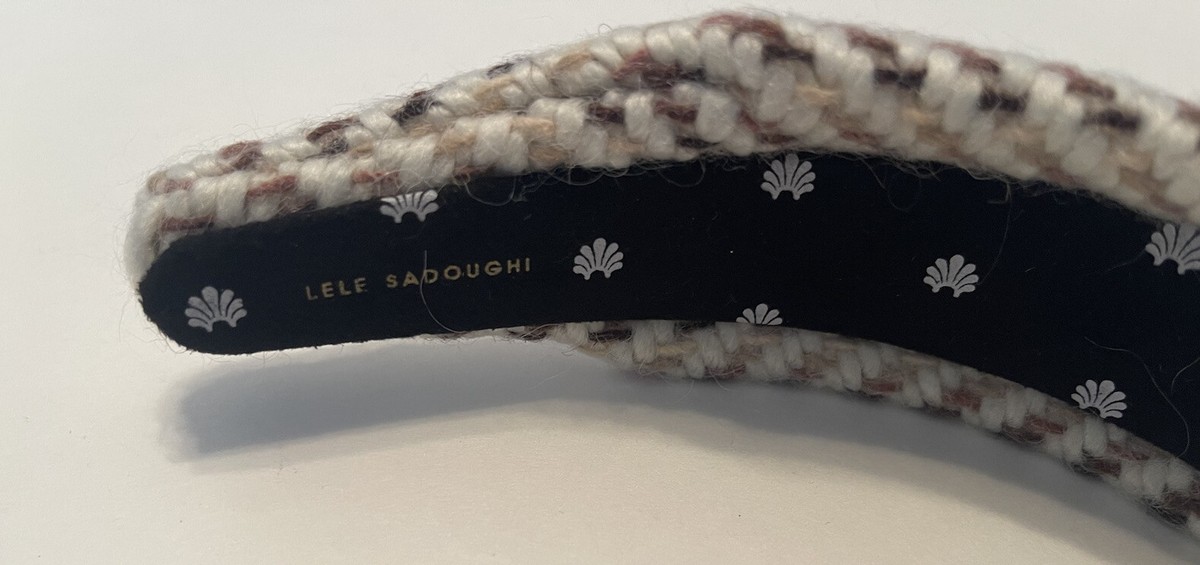 LELE SADOUGHI KNITTED KNOTTED HEADBAND CREAM AND TAN | eBay display picture 1