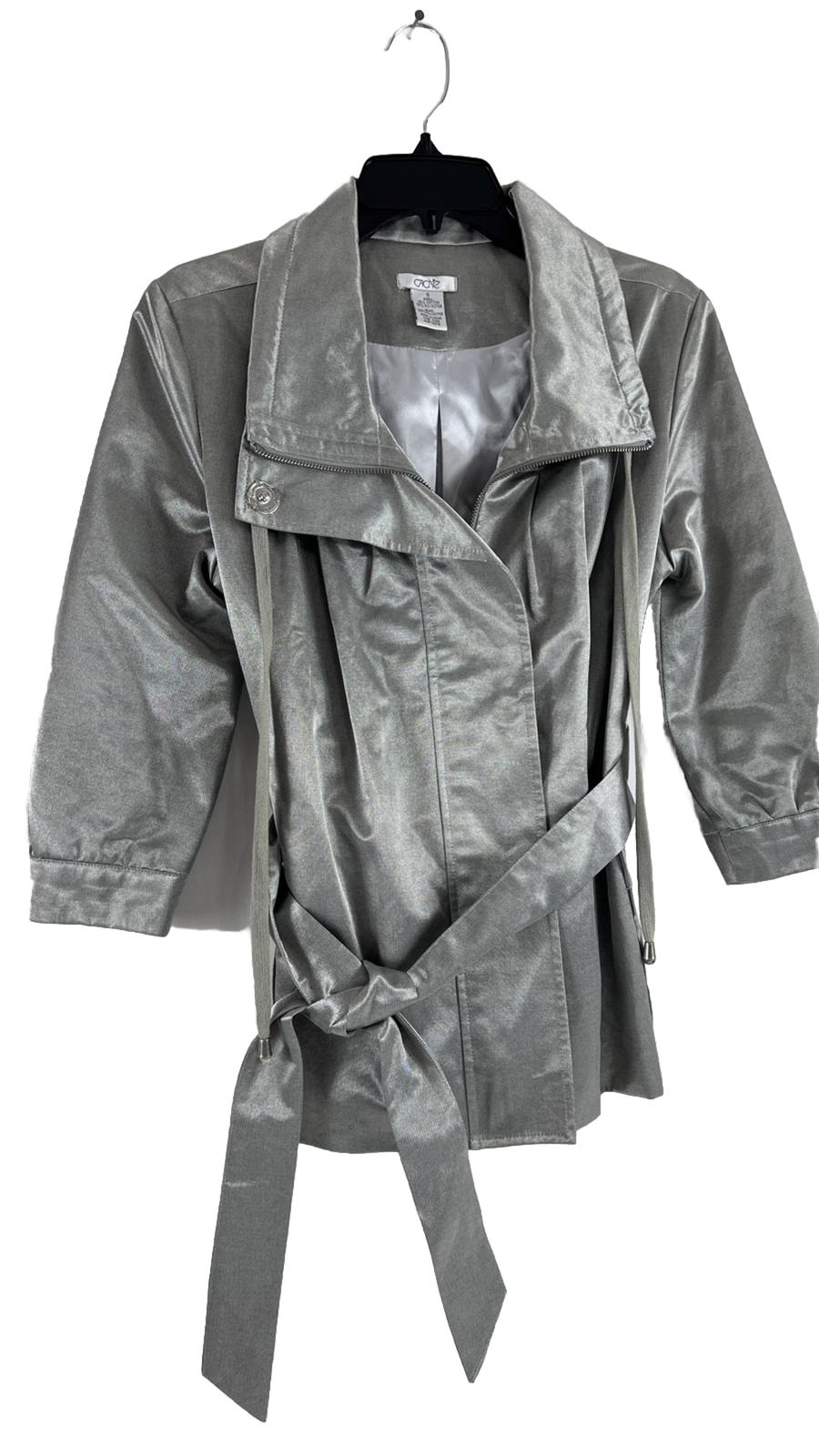 CACHE Jacket Small  Metallic, Chic Silver Full Zi… - image 2