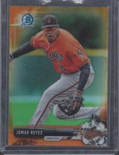 JOMAR REYES 2017 BOWMAN CHROME PROSPECTS ORIOLES ORANGE REFRACTOR #D 19/25