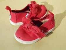 Size 5C - TOMS Kids Tiny Alpargata Bow Slip On Shoes - Raspberry Pink