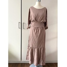 Free People Garcia Midi Dress Size XS Smocked Tie Back Boat Neck