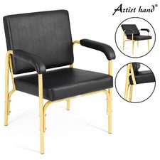 Silla de peluquero reclinable negra + dorada champú peinado peluquería spa equipo de belleza