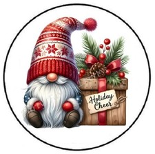 HOLIDAY CHEER GNOME CHRISTMAS ENVELOPE SEALS LABELS STICKERS PARTY FAVORS