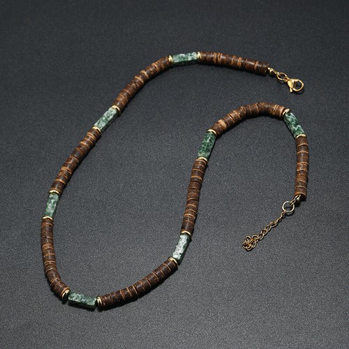 Collar con cuentas de cáscara de coco geométrico tribal étnico bohemia para hombre joyería - Imagen 16 de 115